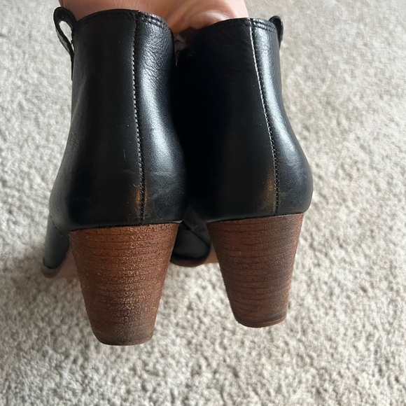 Madewell Boots Billie Size 9.5 Ankle Bootie Black Leather Side Zip Block Heels - Picture 4 of 6